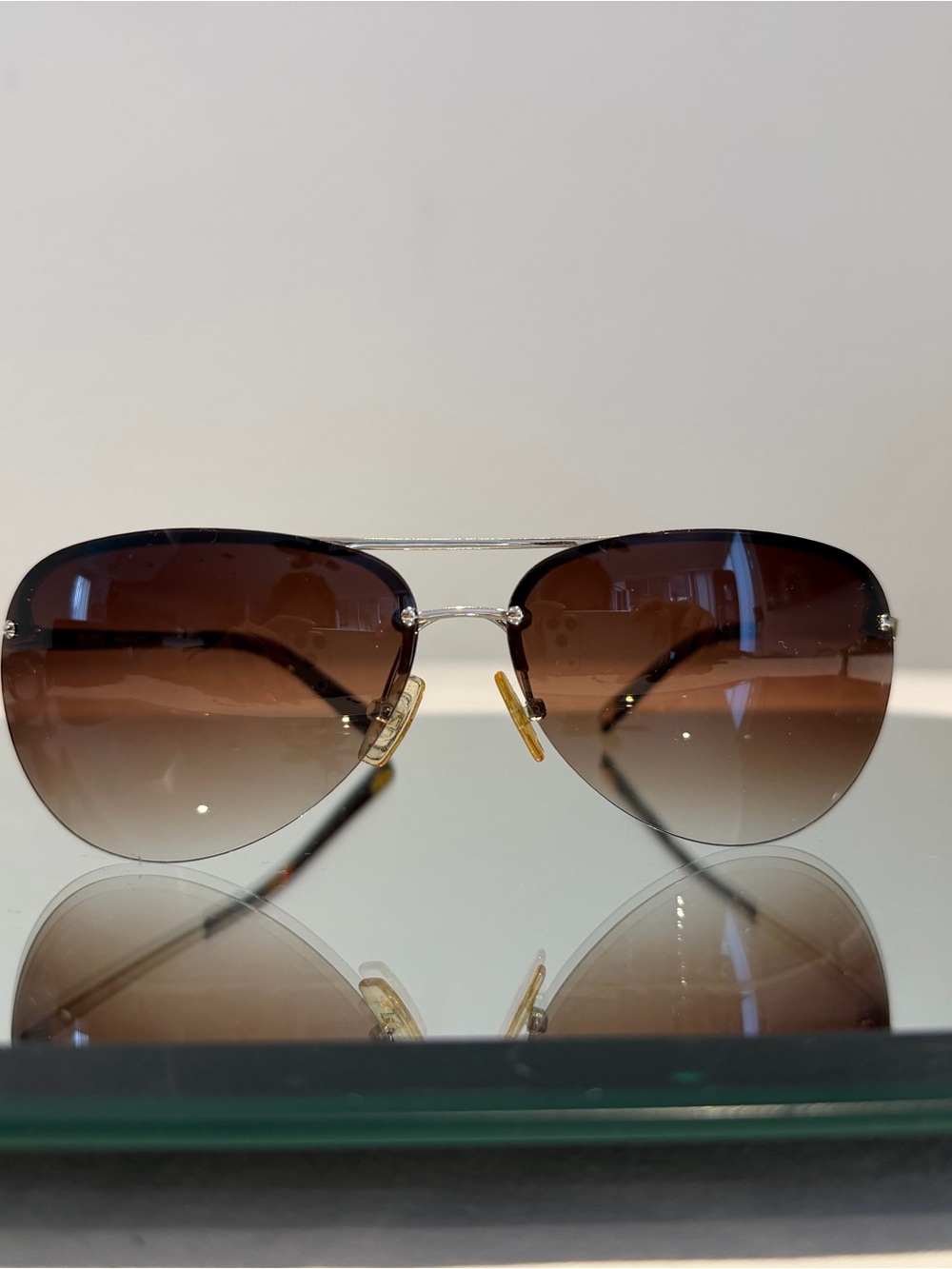 MICHAEL Michael Kors Silver Frame Sunglasses with Brown Gradient Lenses